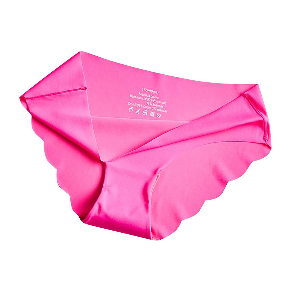 Ladies Sexy Solid Color Ice Silk Seamless Wave Low-rise Panties