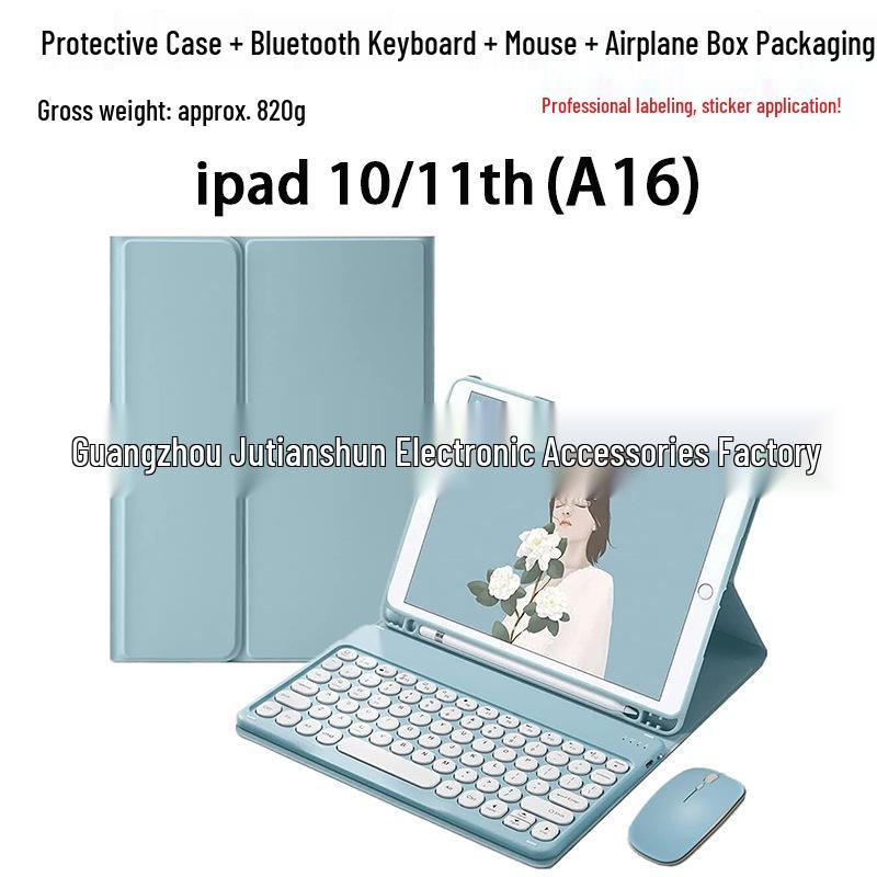 Совместимый чехол-клавиатура Bluetooth для Apple iPad 11-го поколения A16 с магнитным слотом для стилуса и силиконовым корпусом с круглым колпачком