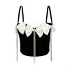 Women Crop Top Long Rhinestone Tassels Bow Ties Corset for Club Stage Show Party