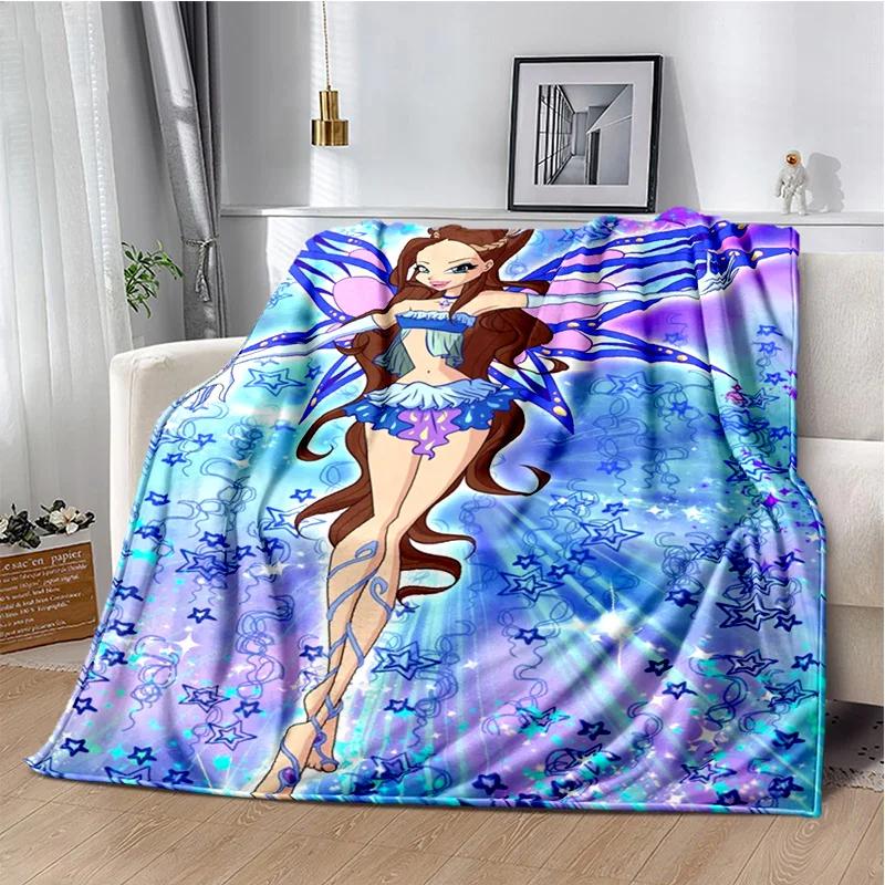 Мягкое плюшевое одеяло для девочек-бабочек, фея Winx Club, фланелевое одеяло для гостиной, спальни, кровати, дивана, пикника