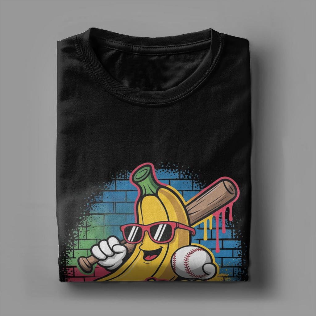 Vintage Banana Funny Baseball TShirt Unisex Crewneck Pure Cotton T Shirts Short Sleeve Tees Printed Tops