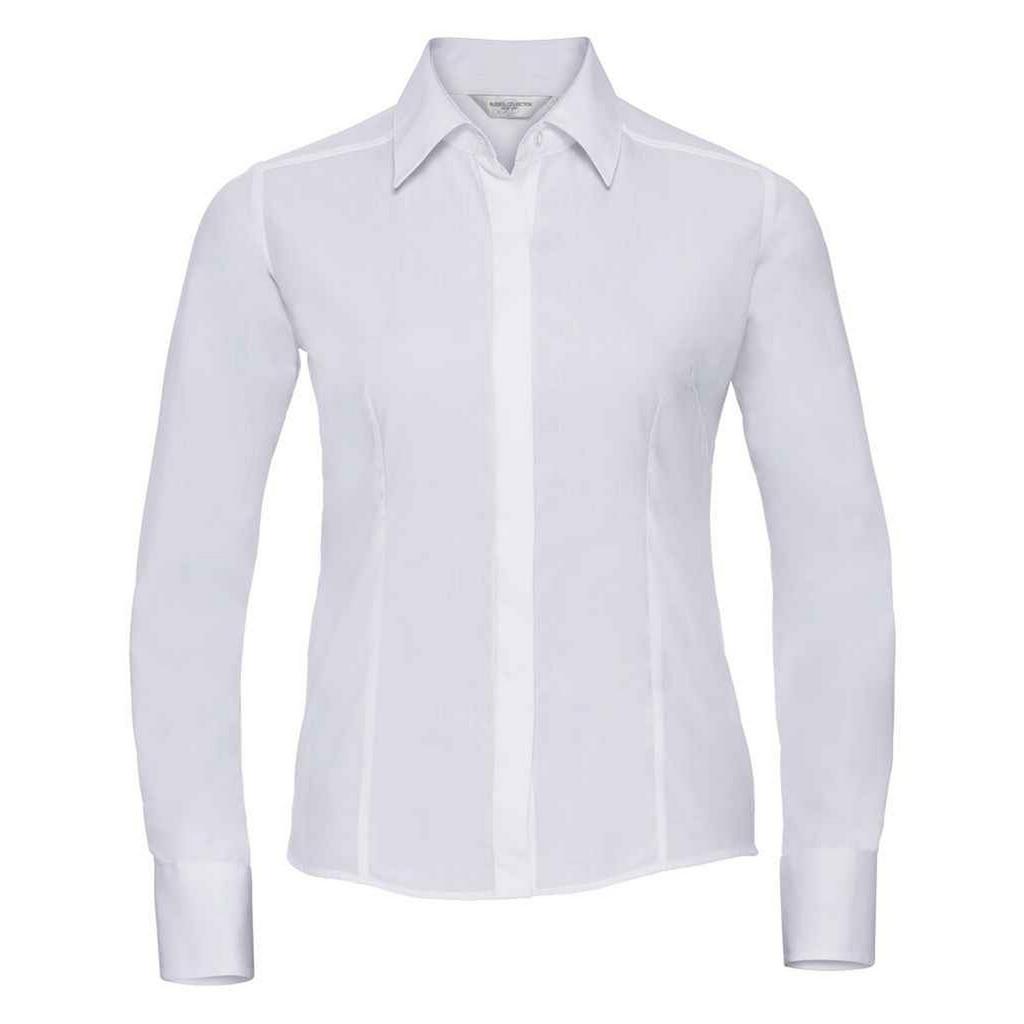 Russell Collection Womens/Ladies Poplin Fitted Long-Sleeved Formal Shirt