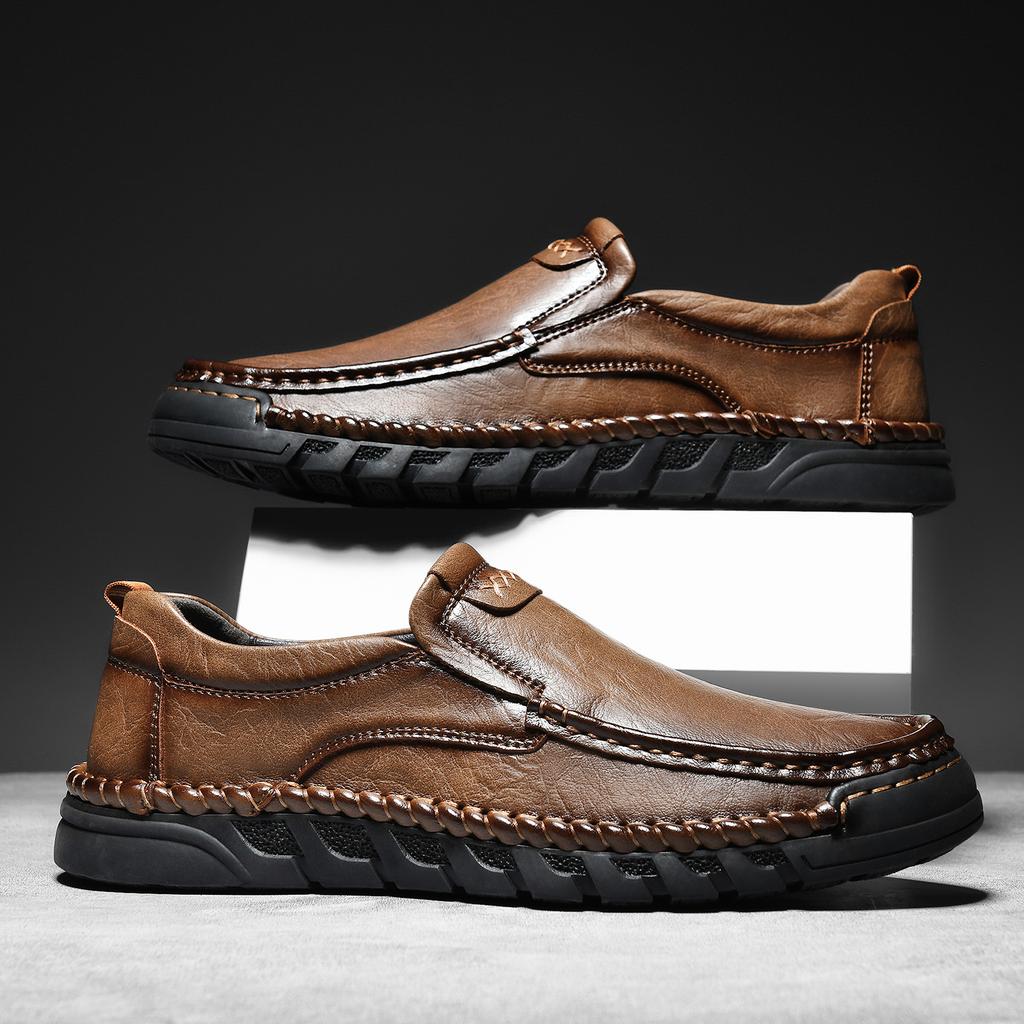 Fashion Genuine Leather Loafers for Men Comfortable Casual Shoes Breathable Male Driving Footwear Moccasin Non-Slip Walking Hiking Shoes