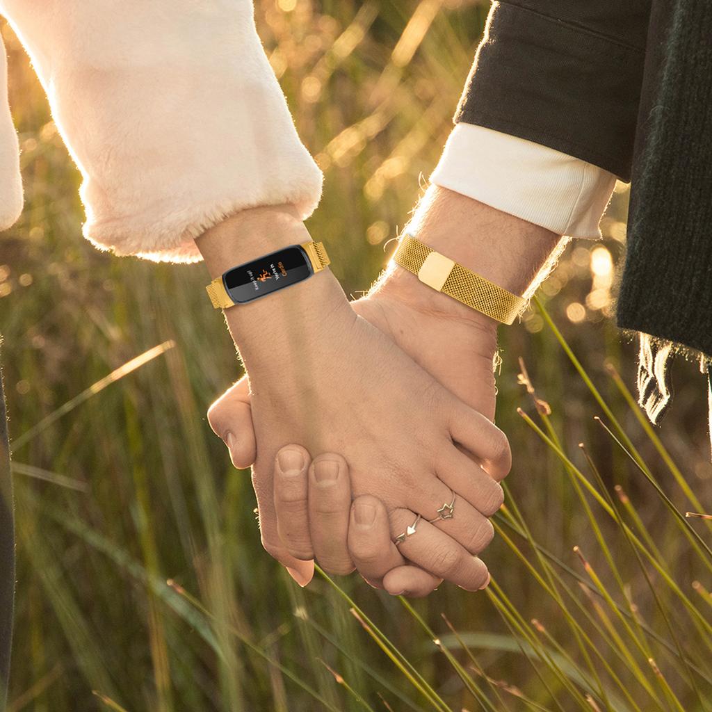 Ремешок для умных часов для Fitbit Inspire 3 из нержавеющей стали, магнитный миланский металлический сетчатый ремешок