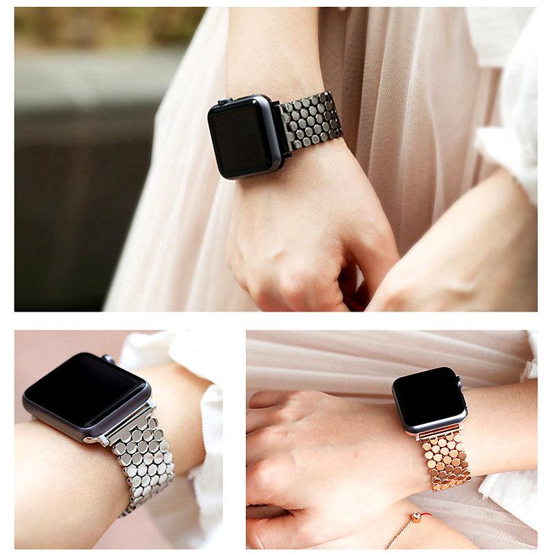Ремешок из нержавеющей стали для Apple Watch band 45мм 44мм 40мм 49мм 41мм Металлический браслет со звеньями 'Рыбья чешуя' iWatch Series 9 8 se ultra 2