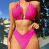 Сексуальный бикини нейлоновый однотонный европейский и американский модный женский раздельный купальник