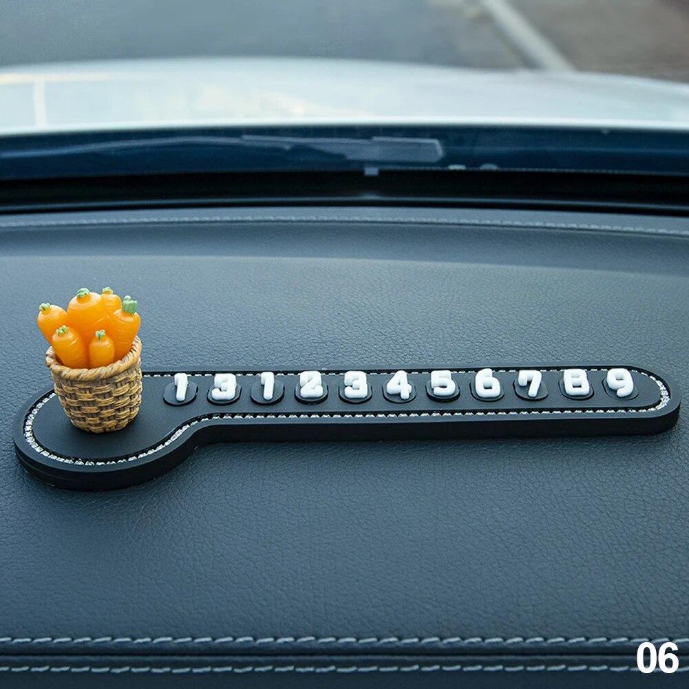 Номер телефона в автомобиле, временный знак остановки, многофункциональный мультяшный кролик, временная парковочная карта, украшение номерного знака