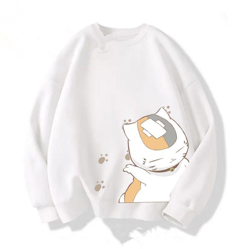 Trendy Brand Collaboration Cat Teacher Summer Friends Account Round Neck Sweatshirt Unisex Ins Autumn and Winter Couple Loose Top