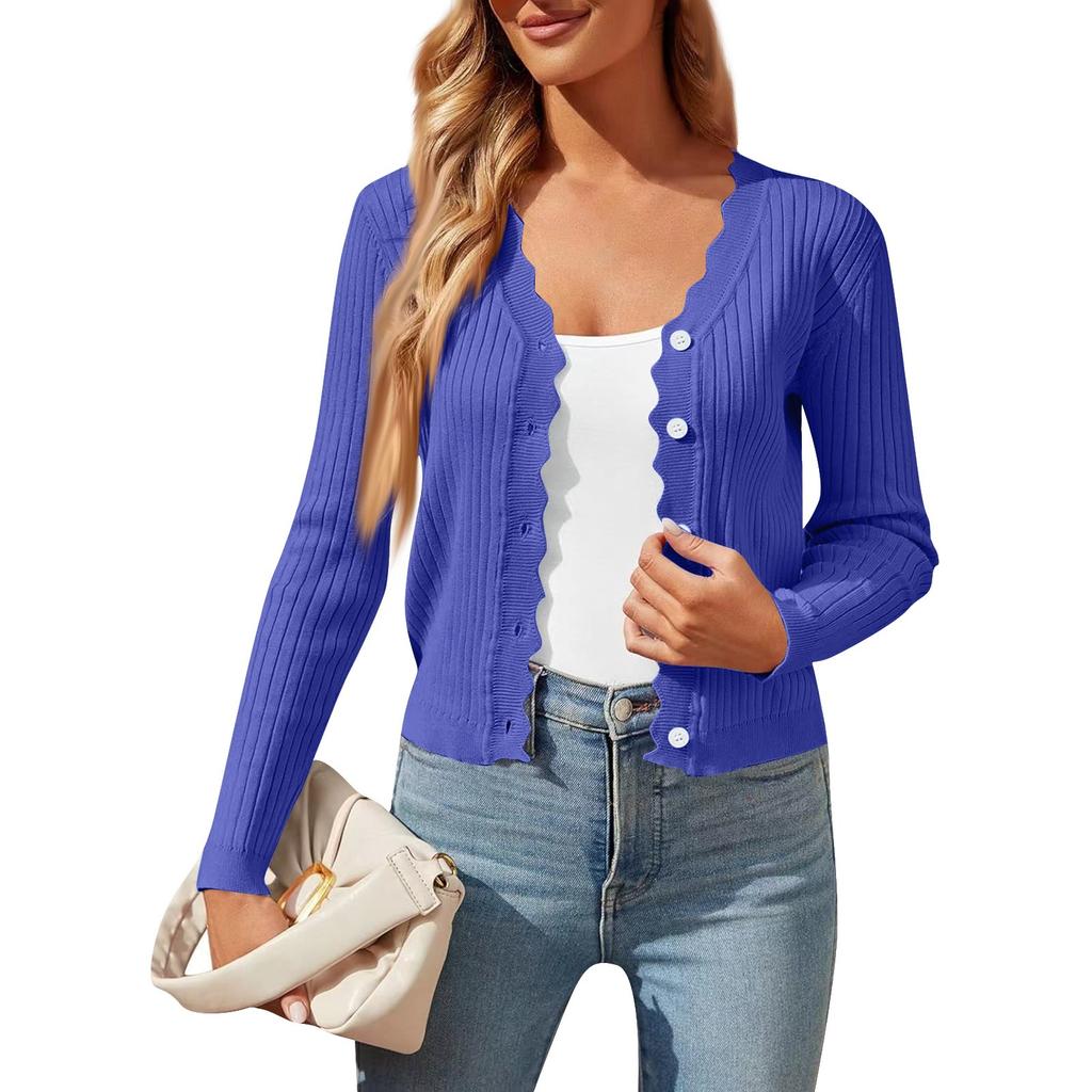 Женская мода V-образный вырез длинный рукав короткий женский вязаный кардиган свитер пальто