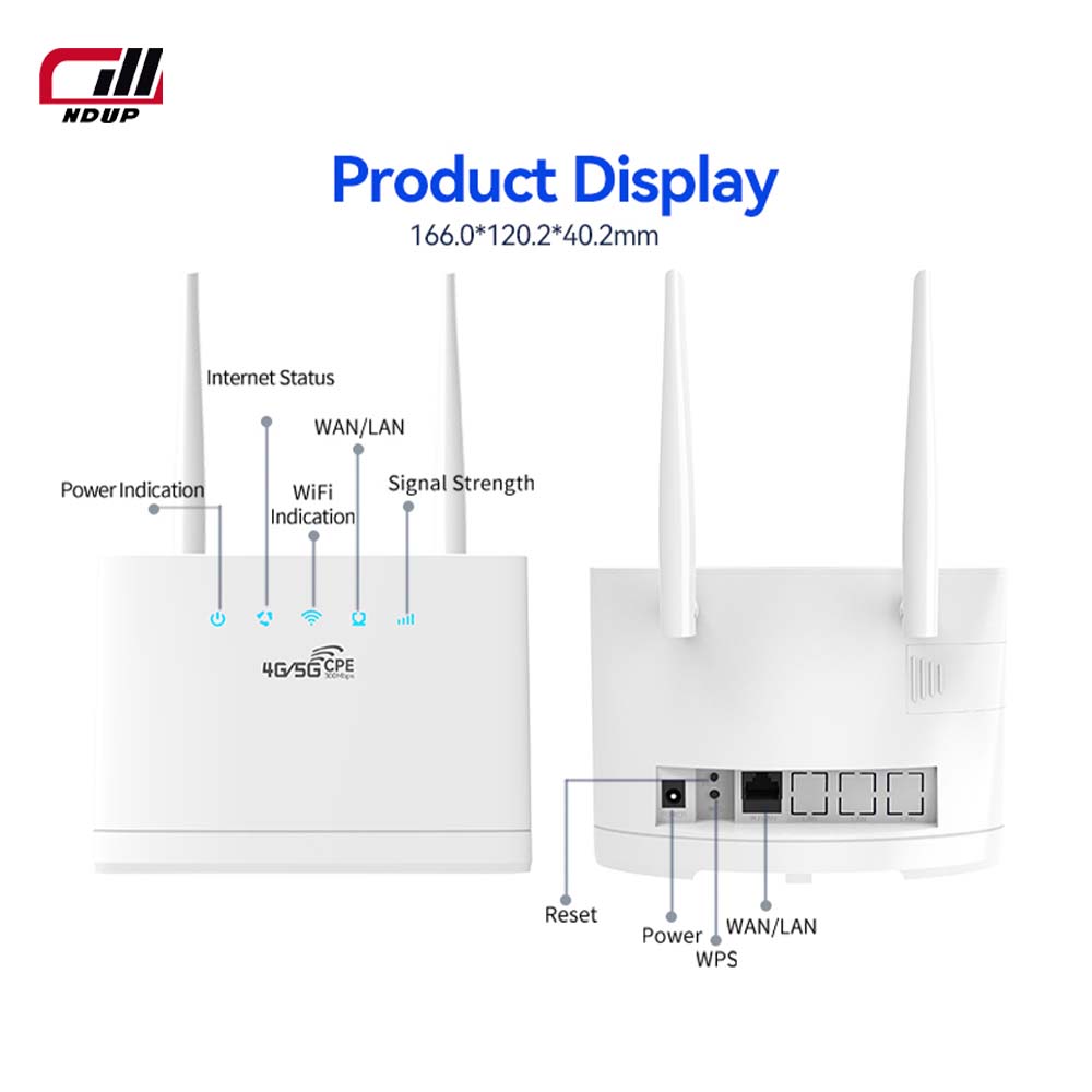 NDUP R311 4G LTE Router – CPE WiFi, SIM Card Slot, 300Mbps, LAN RJ45 Port, High-Speed Indoor Router!