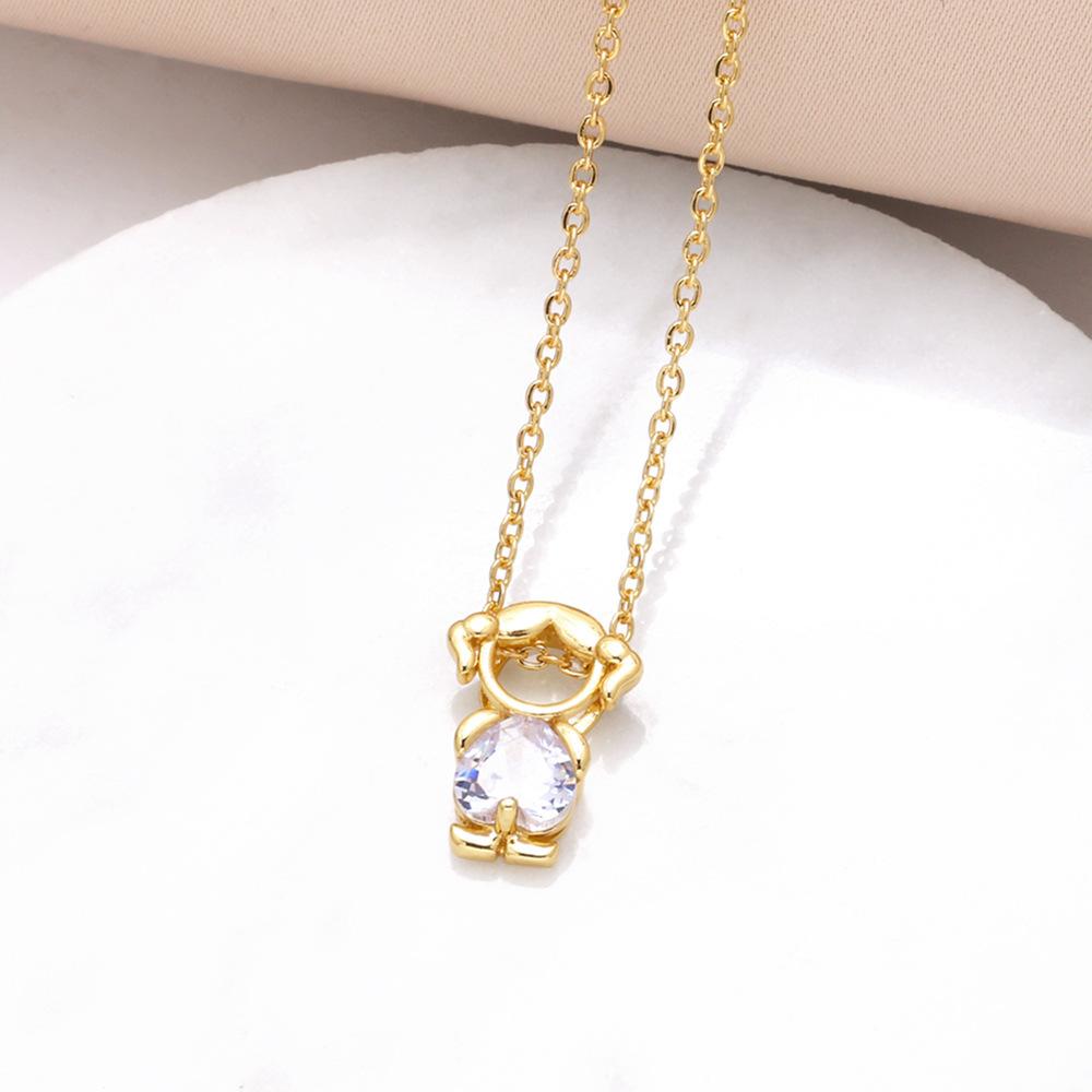 SongYi Dainty 18K Real Gold Plated Heart Necklace Copper Cubic Zirconia Love Pendant Minimalist Clavicle Chain Jewelry for Women