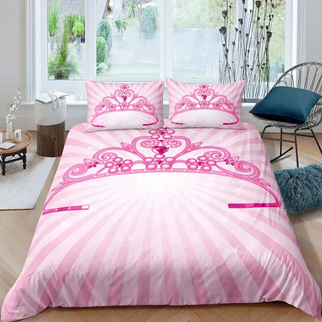 Lovely Pink Bedding Set Duvet Cover 140X200 For Girl Bedroom Quilt Cover Pillowcase Duvet Cover Bed Single Double Size(No Sheet)