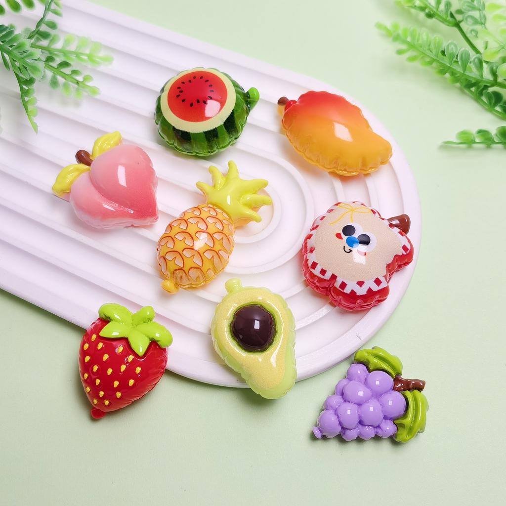 100PCS 3D Fruit Series Miniature Flat Back Resin Cabochons for Hairpin Scrapbooking DIY Home Decor Craft Accessories