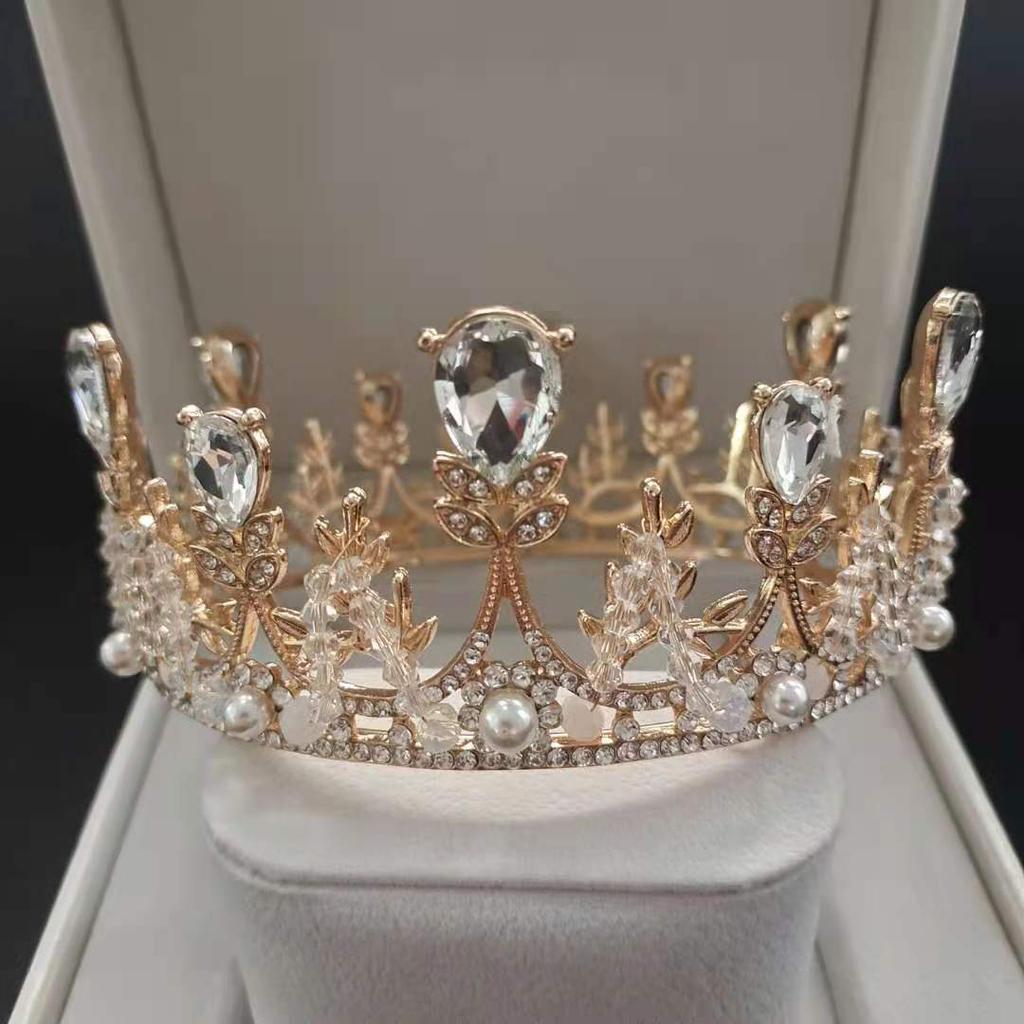 Bridal Crown Internet Celebrity Friends Friends Girlfriends Gift Round Crown 18-Year-Old Adult Gift Headgear Rhinestone Crystal Crown