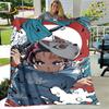 Anime Cartoon Demon Slayer Blanket,Flannel Blanket Throw Blanket,Sherpa Warm Children's Blanket for Living Room Bedroom Beds