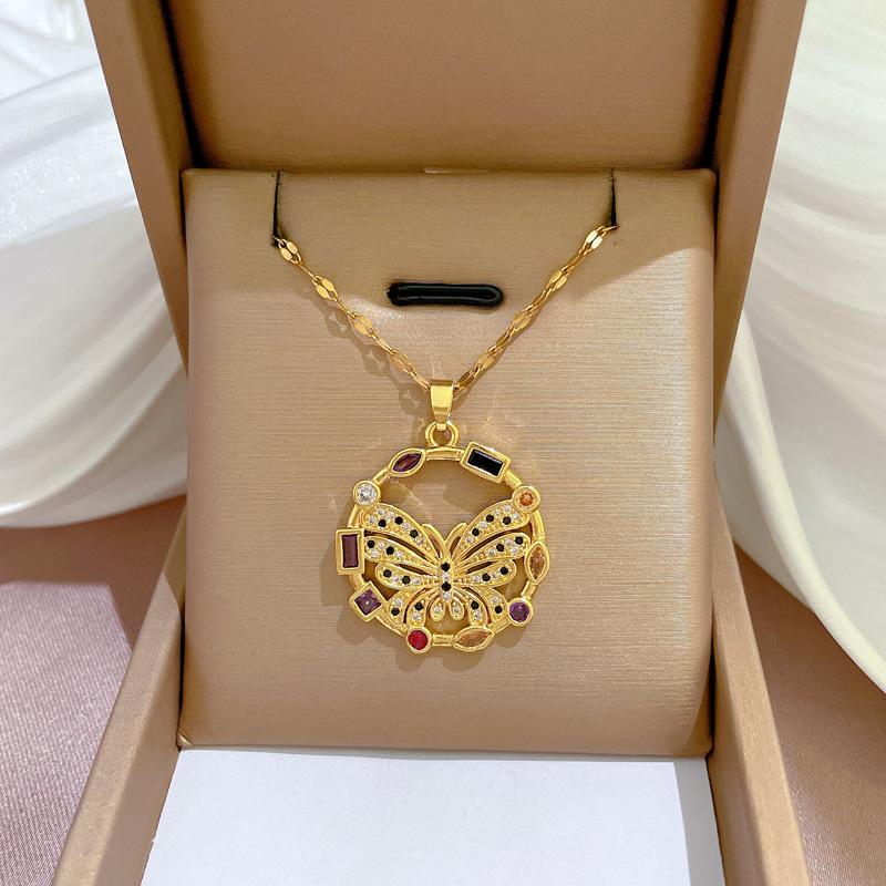 Тяжелая промышленность Преувеличенное микро-инкрустированное гальваническое покрытие из настоящего золота Ожерелье Женская цепочка на ключицу с бусинами для переноса и украшениями