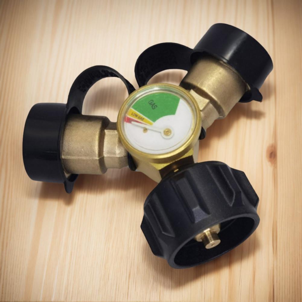 Y Splitter Adapter 2 Way Gas Adapter Propane Tank Connector Adapter Metal Gas Tank Converter for Grill Camp Stove