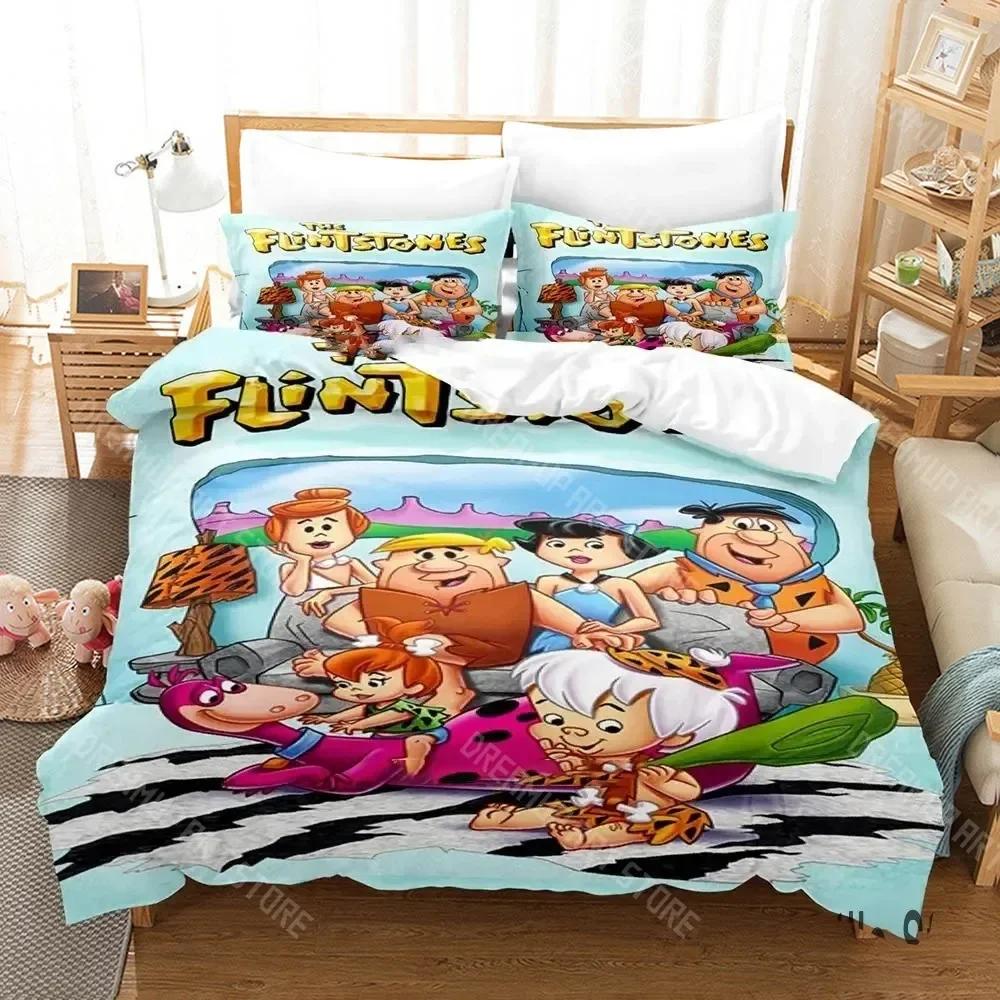 3D Print The Flint-Stone Cartoon Bedding Set Boys Girls Twin Queen King Size Duvet Cover Pillowcase Bed boy Adult