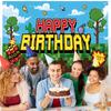 Pixel Birthday Party Decoration Mining Video Game Backdrop Miner Themed Photography Background Banner for Mine Birthday Party