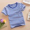 Summer Children's Short-sleeved T-shirt, Pure Cotton Navy Shirt, Striped Top, Round Neck, Medium-sized Baby Boy, Half-sleeved