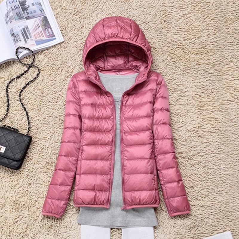 Winter Womens White Lightweight Hooded Puffer Jacket Daily Wear