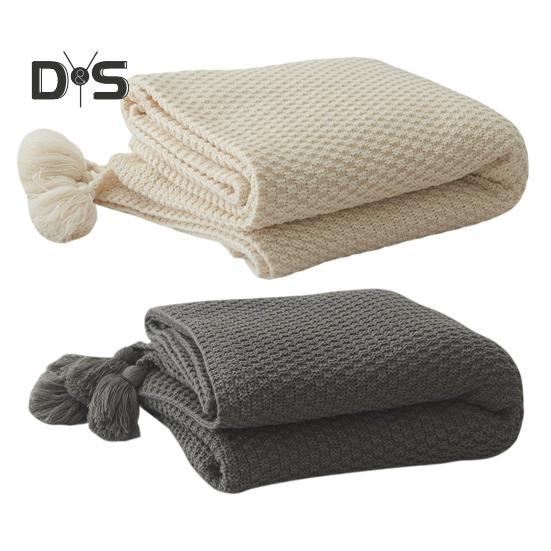 Вязаное одеяло в скандинавском стиле, однотонное одеяло с бахромой, анти-катышковое одеяло с кисточками для домашнего декора, кровати, дивана, путешествий
