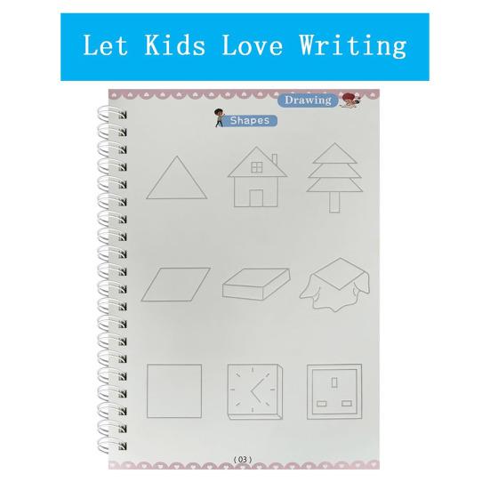 Handwriting Practice Book for Kids Magic Grooved Writing Copybook Reusable Writing Practice Workbook Kindergarten Pre-School Essentials