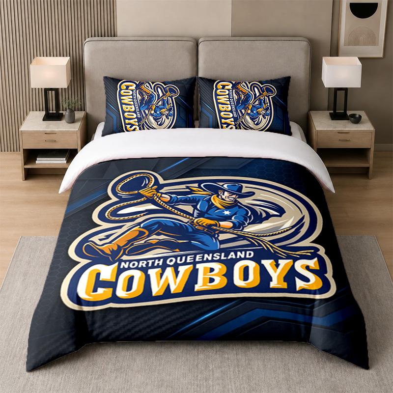 3Pcs Bedding SetNorth Queensland Cowboys Soft Bed Sheet and Two Pillowcases Home Bedroom Decor