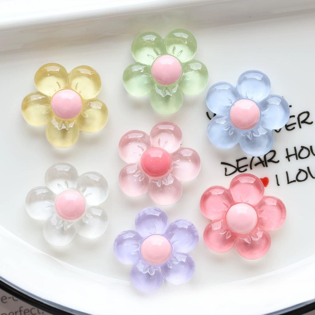 Прозрачный лед Пятилепестковый цветок Сделай сам Крем-клей Смола Ювелирные аксессуары, Ручная работа Заколки для волос, Кольца для волос, Отверстия, Пряжки для обуви, Нашивки