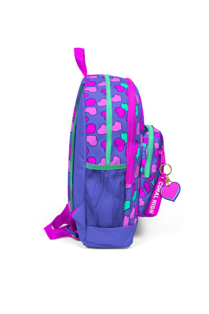 Школьный USB-рюкзак с четырьмя отделениями Coral High Kids, лавандово-розовое сердце с рисунком 23263