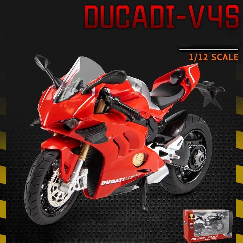 1/12 Ducati V4S Panigale Diecast Motorcycle Model Toy Replica with Sound & Light Birthday Gift Christmas Gift Collection Bike