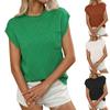 Women's Fashion Solid Color Round Neck Short Sleeved Decoration Pullover Sweater Top