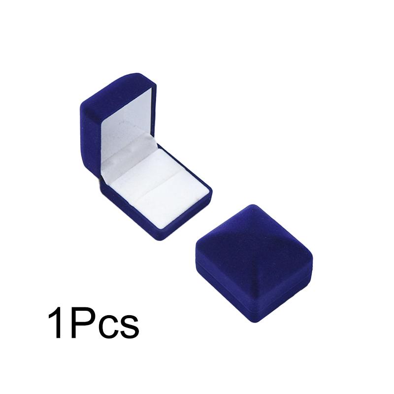 1 шт. Футляр для ювелирных изделий Однотонный Свадебный Модный Бархатный Органайзер для хранения Витрина Коробка для колец Подарок на помолвку