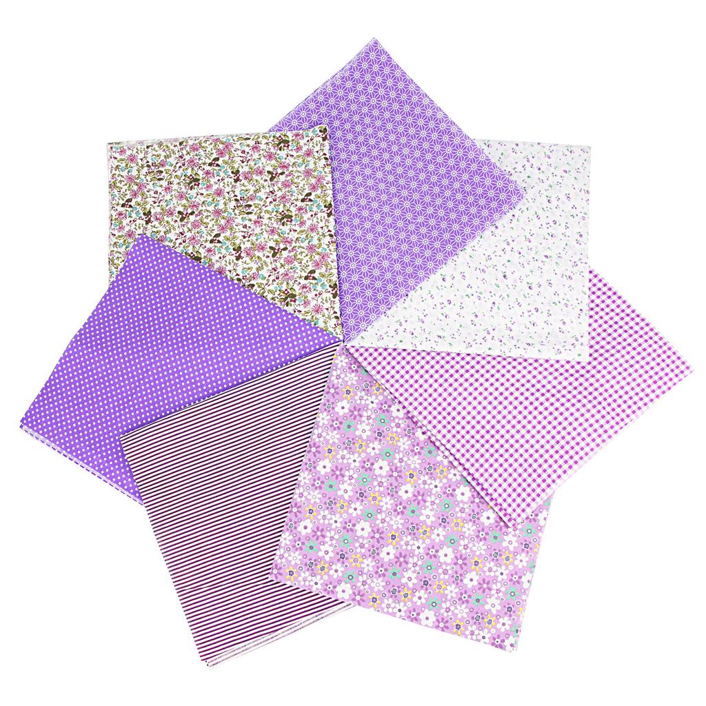 Набор хлопчатобумажной ткани 7 цветов для DIY проектов с цветочными, клетчатыми и гороховыми узорами