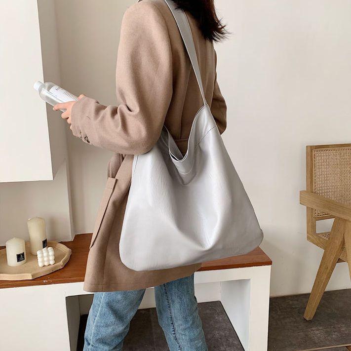 Fashionable Large Capacity Women's Autumn Winter Korean Style Casual Lazy Style Versatile Ins Retro Shoulder Bag