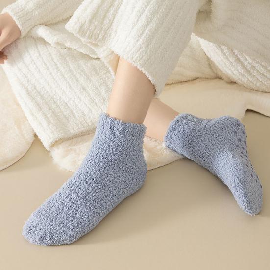 1 пара женских носков, утолщенные, эластичные, противоскользящие, с противоскользящей нижней частью, однотонные носки-тапочки, теплые, мягкие, не впитывающие пот, женские зимние носки