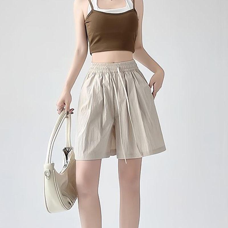 Летние повседневные брюки прямого покроя с высокой талией и широкими штанинами