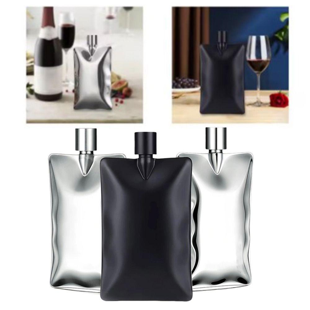 Wavy Wine Pot Stainless Steel Vodka Flask Minimalist Liquor Bottle  Outdoor Use