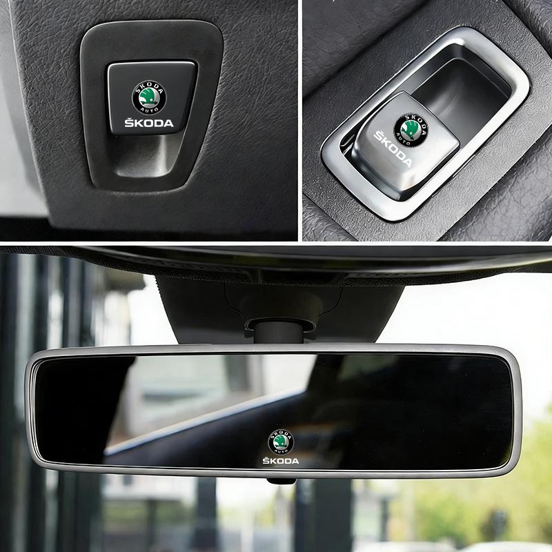 XOWS7 Car Interior Steering Wheel 3D Sticker Logo Car Accessories Tool for Skoda RS Rapid Yeti Karoq Vision Octavia Kodiaq Kamiq Fabia