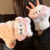 Cute Headphones Cat Thickened Plush Gloves Winter Warm Gloves Student Cycling Gloves