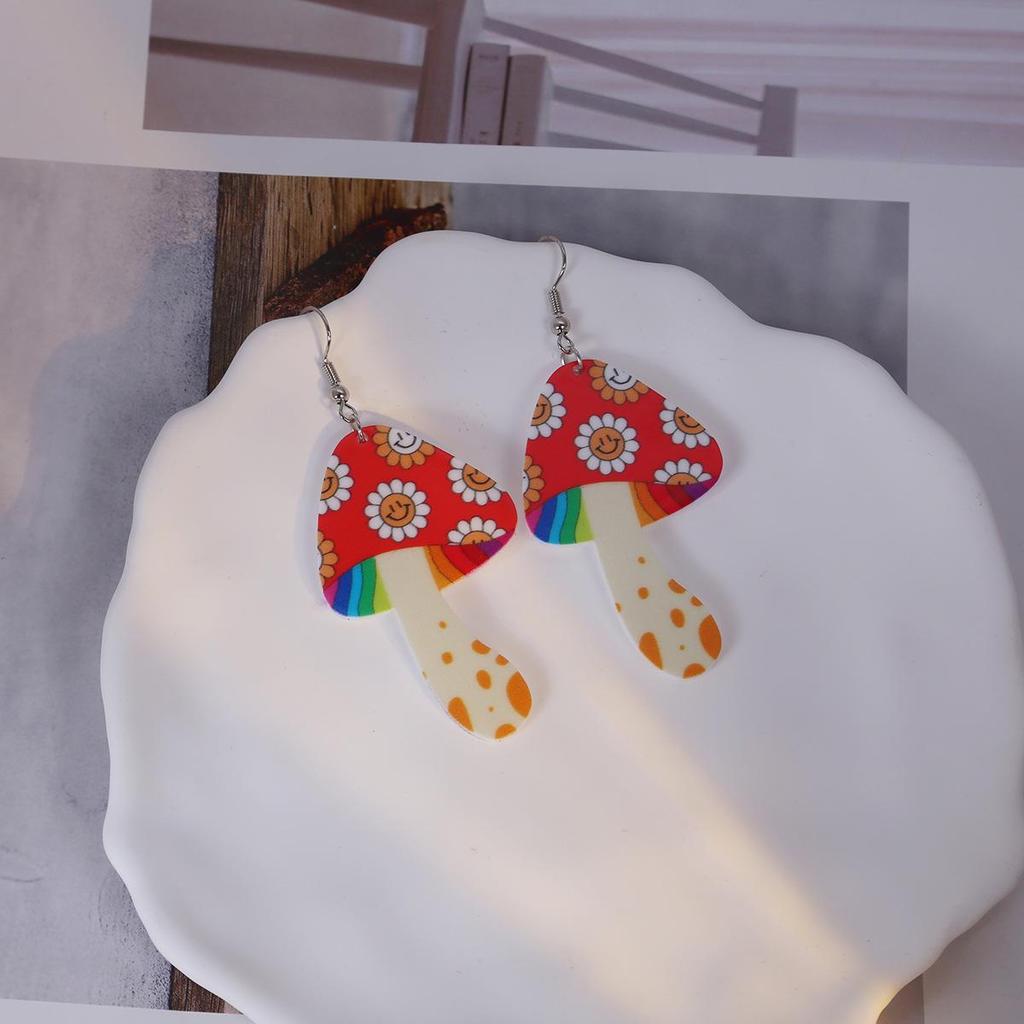 Европейские и американские трансграничные преувеличенные акриловые женские серьги-грибы: Креативный цветок, молния, подвеска Тай Чи.