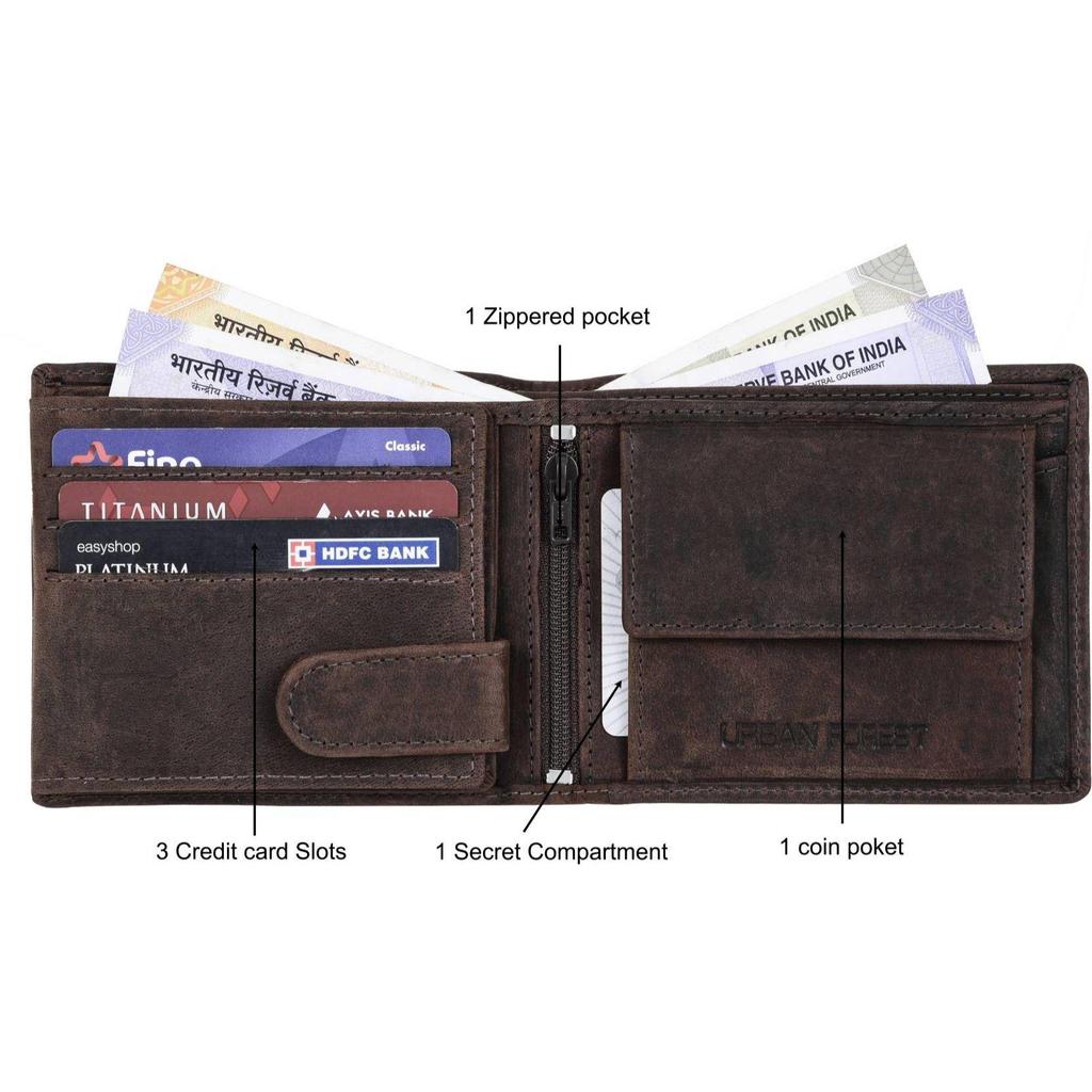 Мужской повседневный, формальный, модный кошелек из натуральной кожи с RFID-меткой - стандартный размер (6 слотов для карт)