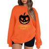Women's Casual Fashion Printed Long Sleeved Knitted Sportswear Top, Loose Fit Halloween