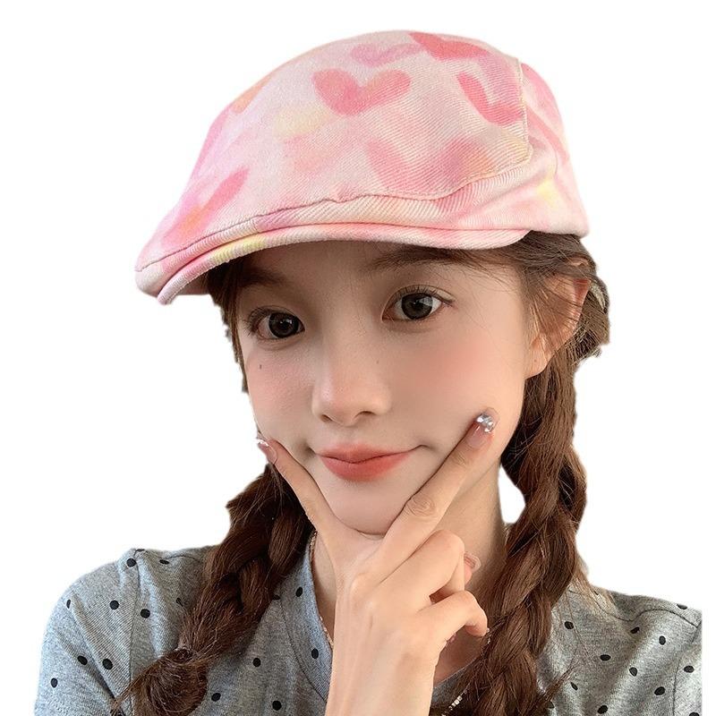Sheein Hat Industry Шляпа Smudged Love Forward Женская Повседневная Универсальная Шляпа, Подчеркивающая Лицо, Маленький Берет, Шляпа Художника, Шляпа Газетчика