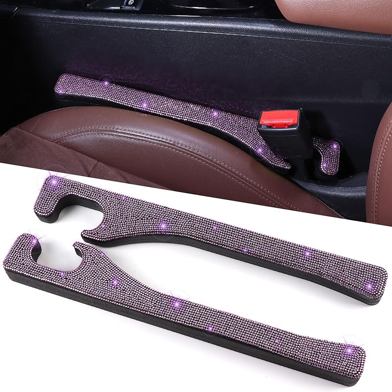 Briwill Bling Car Seat Gap Filler, 2 Pack Universal Fit For Car SUV Truck Handmade Crystal Rhinestone Diamond Car Gap Filler Bling Car Accessories