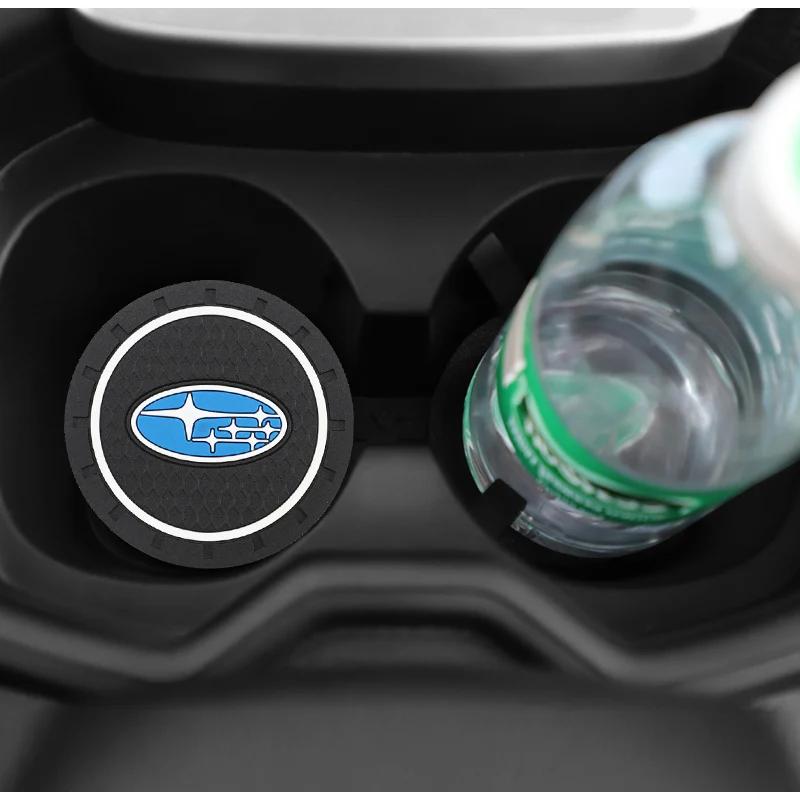 Subaru 2pcs Car Coaster Water Cup Slot Non-Slip Mat Pad Silicone For STI Mpreza Crosstrek WRX Legacy XV Smart Forester Outback Z13
