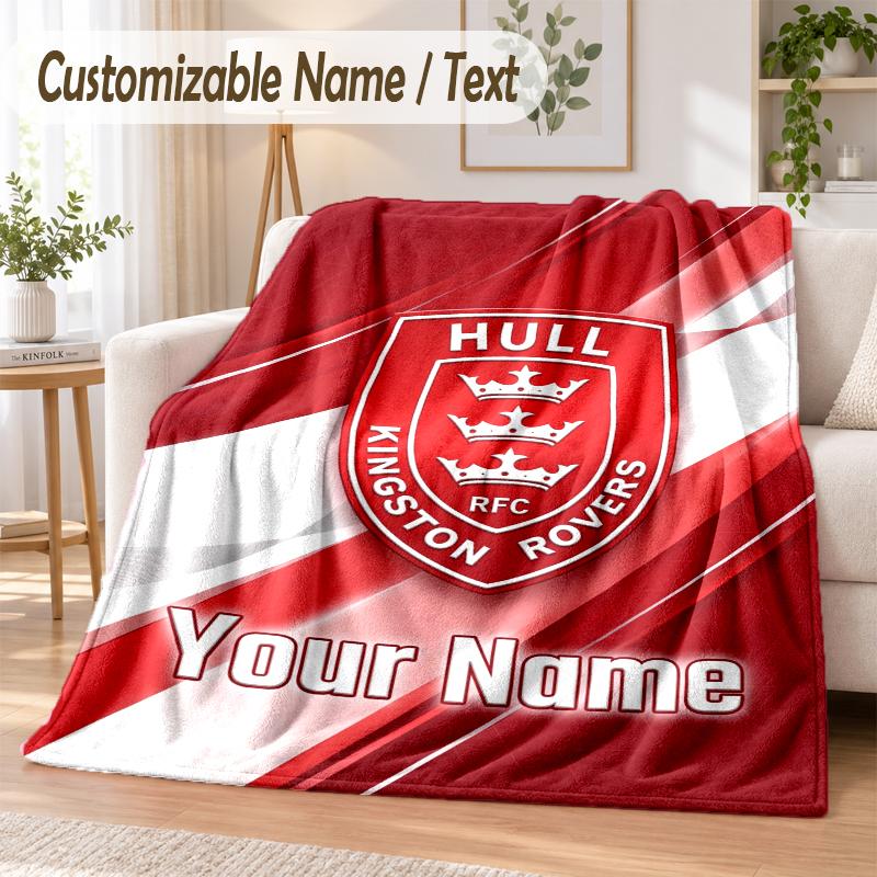 Custom Text Flannel Blanket Hull KR Print Warm Cozy Blanket Home Sofa Bedding