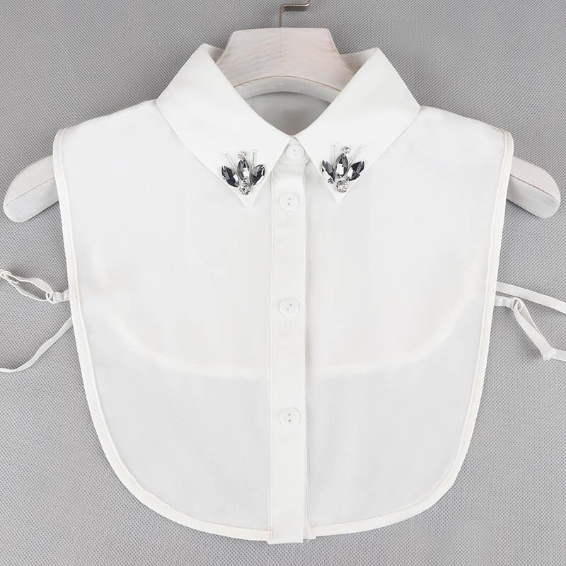 Pearl Detachable Collar Women Crystal Diamond Chiffon Shirt False Fake Collar Women Removable Peto Mujer Chemisier Faux Cols Tie