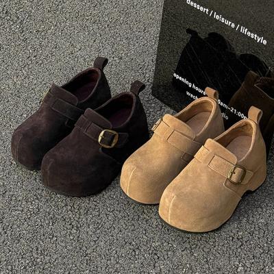 Маленькие женские толстые подошвы «все включено», новая женская обувь с внутренней платформой, на одном ремешке, ретро ленивые одинарные туфли