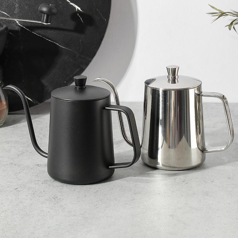 Drip Kettle 350ml 600ml Coffee Tea Pot Non-stick Coating Food Grade Stainless Steel Gooseneck Drip Kettle Swan Neck Thin Mouth